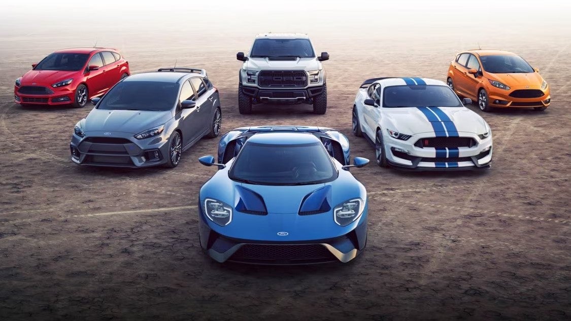 lineup of Ford vehicles